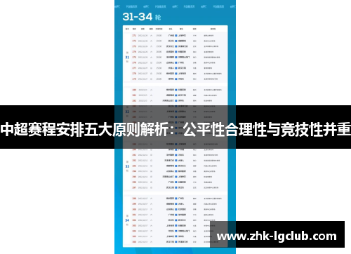 中超赛程安排五大原则解析：公平性合理性与竞技性并重