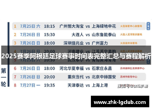 2025赛季阿根廷足球赛事时间表完整汇总与赛程解析
